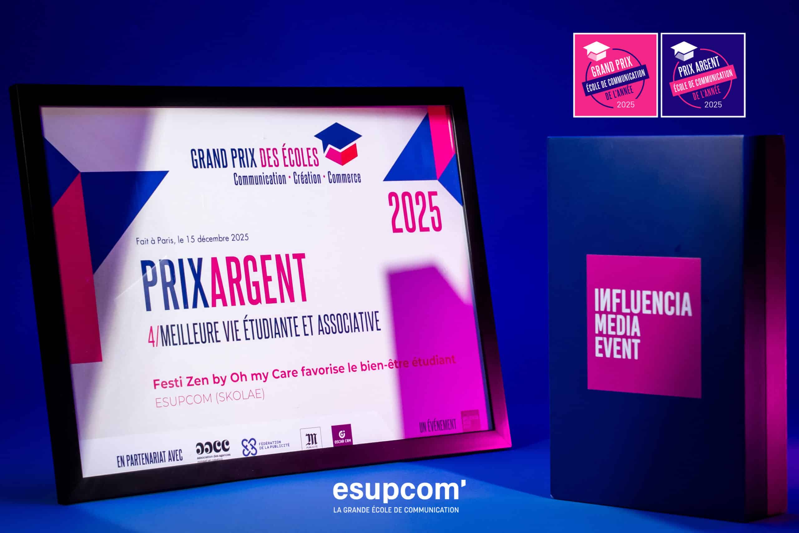 Esupcom doublement récompensée lors de la remise des prix Influencia 2025